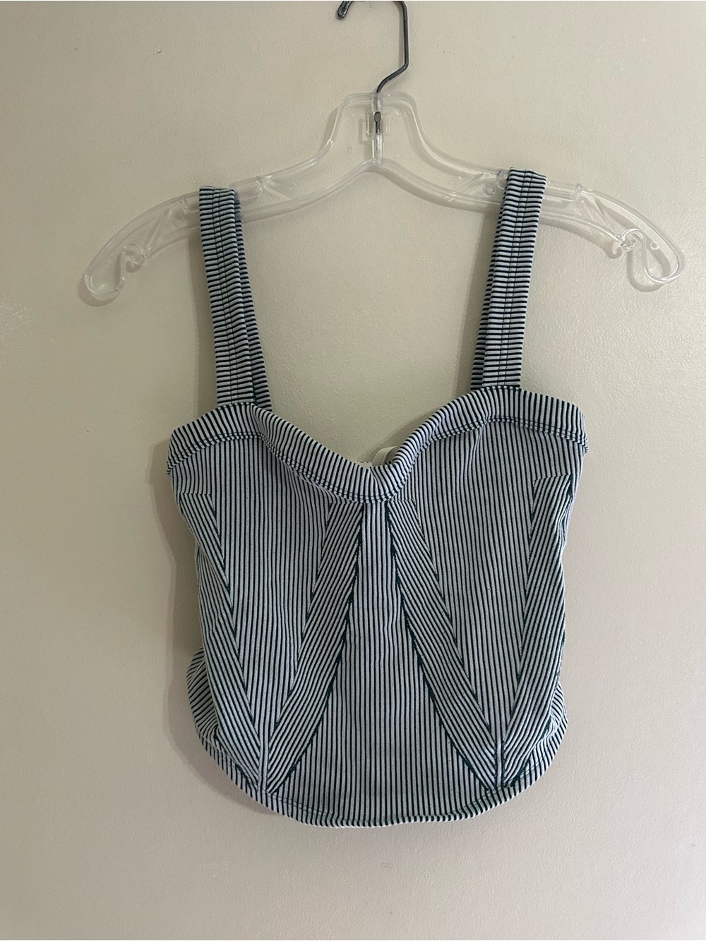 Striped Sweetheart Bustier Tank Top - Navy/White